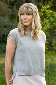 Plain Crew Neck Alpaca Vest